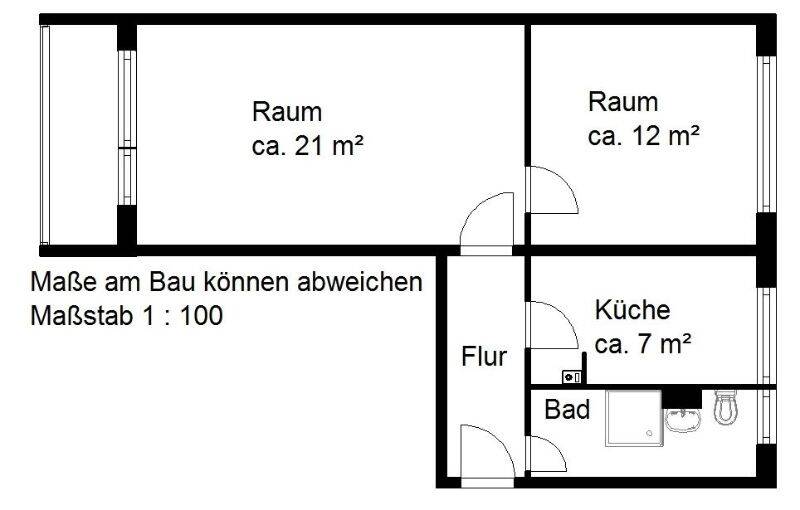 Etagenwohnung Halle (Saale) Südstadt - 2 Zimmer, 49 m&sup2;, 299&euro; | Angebot:26037726