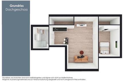 Moderne 2 Zimmer DG Wohnung mit offener Wohnküche 2 zimmer