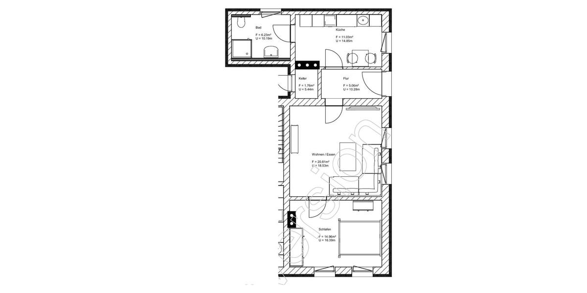 Erdgeschoßwohnung Haldensleben - 2 Zimmer, 59 m&sup2;, 590&euro; | Angebot:26130061