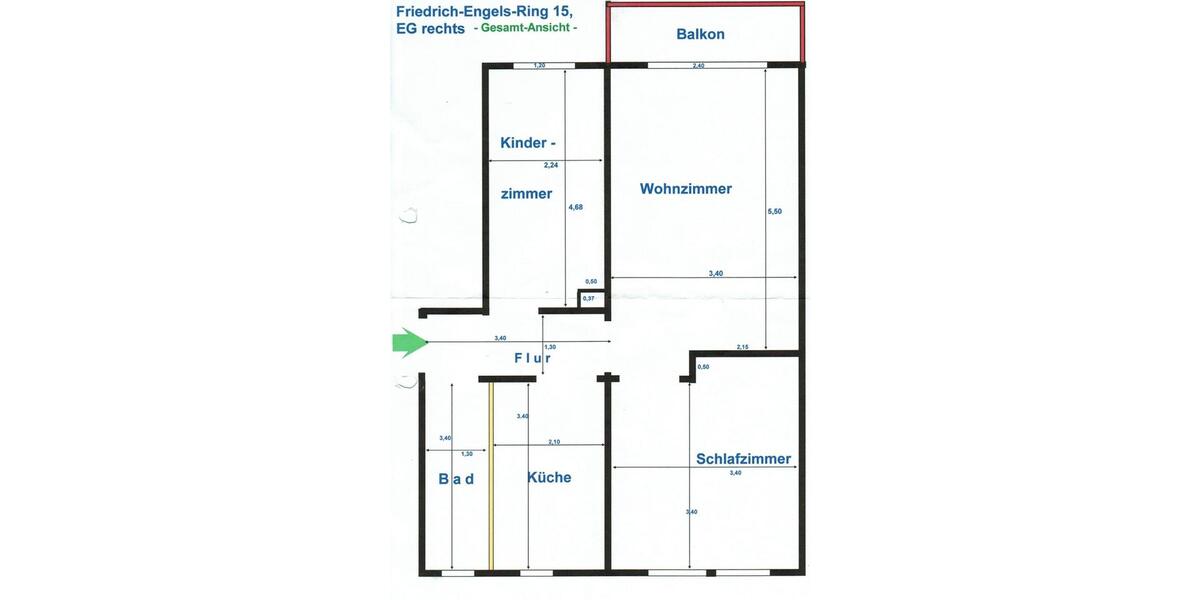 Etagenwohnung Staßfurt - 3 Zimmer, 57 m&sup2;, 320&euro; | Angebot:26157540