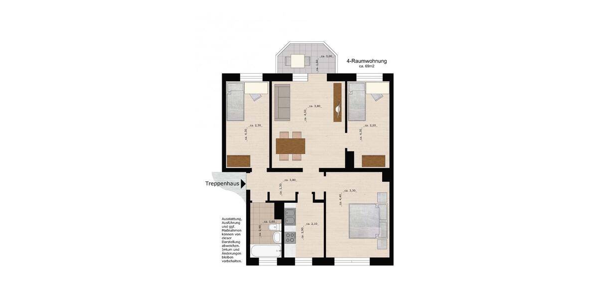 Etagenwohnung Dessau-Roßlau Dessau - 4 Zimmer, 69 m&sup2;, 480&euro; | Angebot:26424124