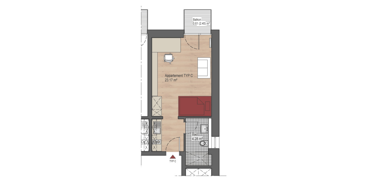 Etagenwohnung Lemgo - 1 Zimmer, 24 m&sup2;, 315&euro; | Angebot:24715766