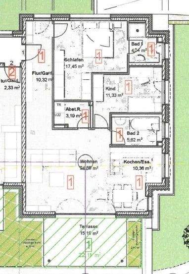 Etagenwohnung Friedrichshafen Kluftern - 3 Zimmer, 94 m&sup2;, 1.330&euro; | Angebot:25677082