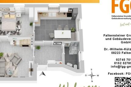 Wohnung Rodewisch - 2 Zimmer, 54 m&sup2;, 432&euro; | Angebot:26339285
