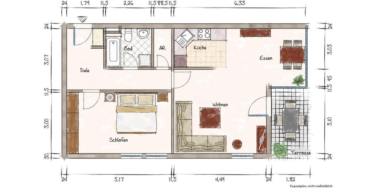 Etagenwohnung Pforzheim Dillweißenstein - 2.5 Zimmer, 66 m&sup2;, 820&euro; | Angebot:25867047