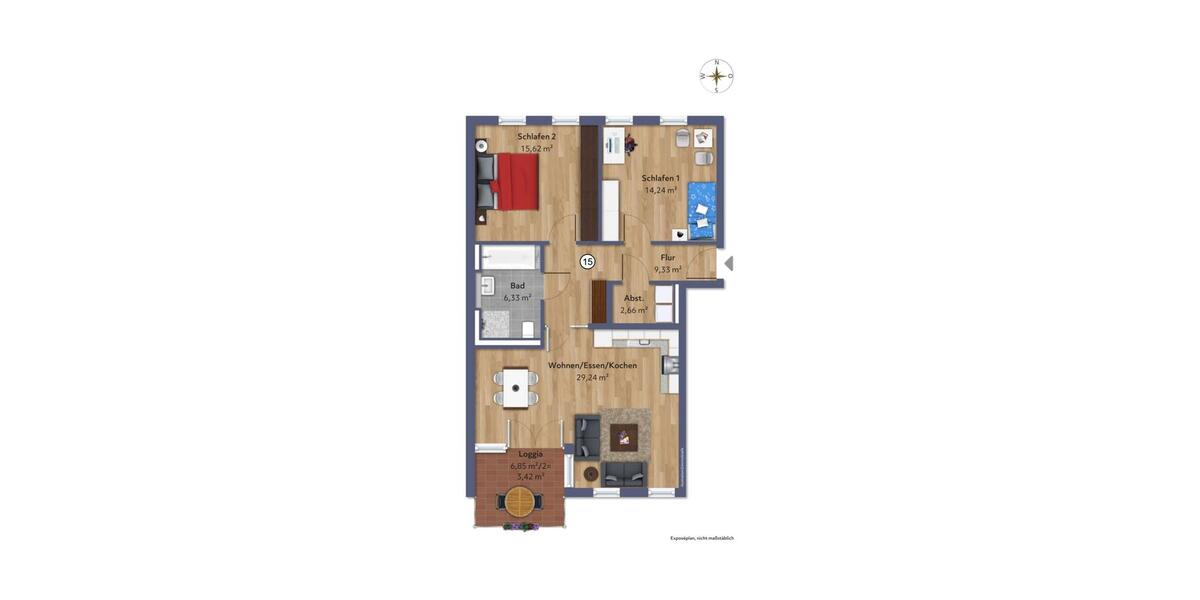 Etagenwohnung Penzberg - 3 Zimmer, 81 m&sup2;, 1.415&euro; | Angebot:25721016