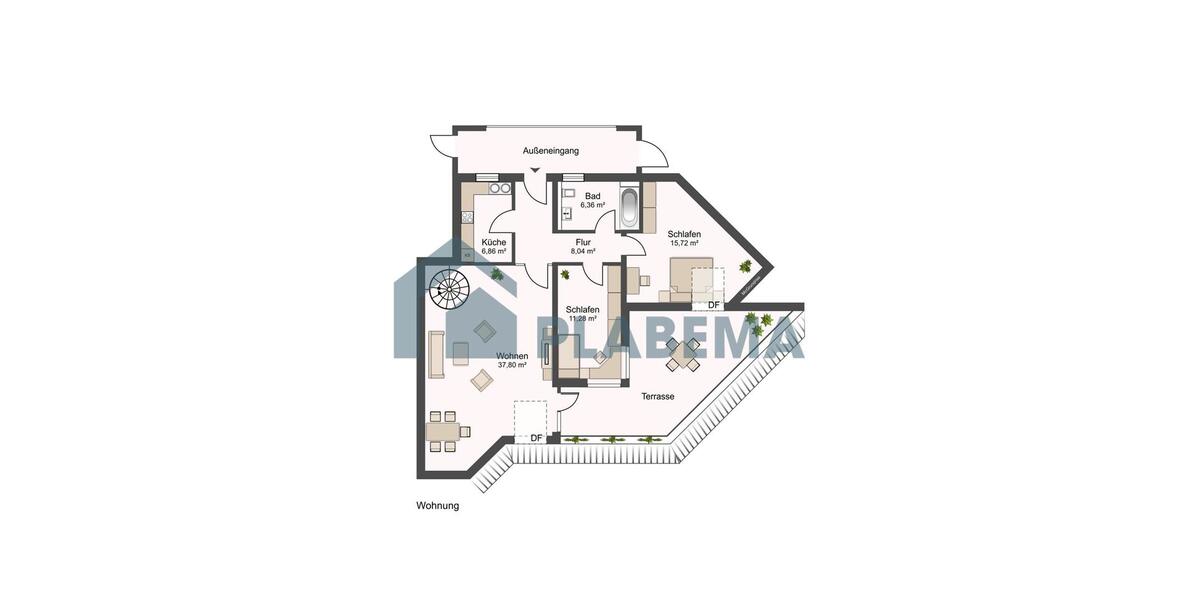 Moderne 4-Zimmer-Wohnung mit Einbauküche & Dachterrasse in Friedrichsthal 4 zimmer
