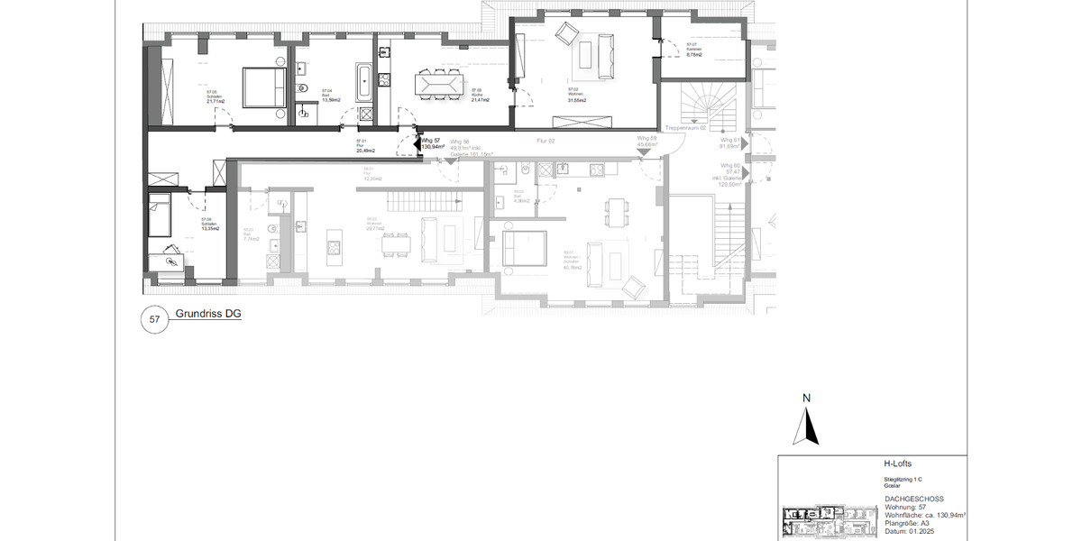 Dachgeschoßwohnung Goslar Jürgenohl - 5 Zimmer, 131 m&sup2;, 1.296&euro; | Angebot:24463442