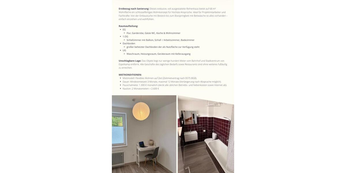 Einfamilienhaus Rahden - 3 Zimmer, 68 m&sup2;, 1.300&euro; | Angebot:26434492