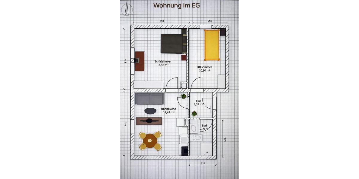 Erdgeschoßwohnung Eschwege - 2 Zimmer, 48 m&sup2;, 550&euro; | Angebot:24448227