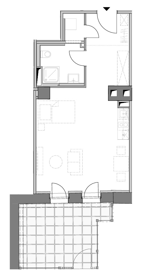 Loftige, möblierte 1-Zimmer-Wohnung mit großer Terrasse zum Erstbezug!