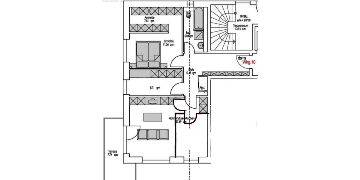 Terrassenwohnung Gießen - 3 Zimmer, 74 m&sup2;, 1.180&euro; | Angebot:26680424