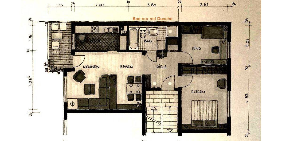 Etagenwohnung Bad Kreuznach - 3 Zimmer, 75 m&sup2;, 685&euro; | Angebot:26798423