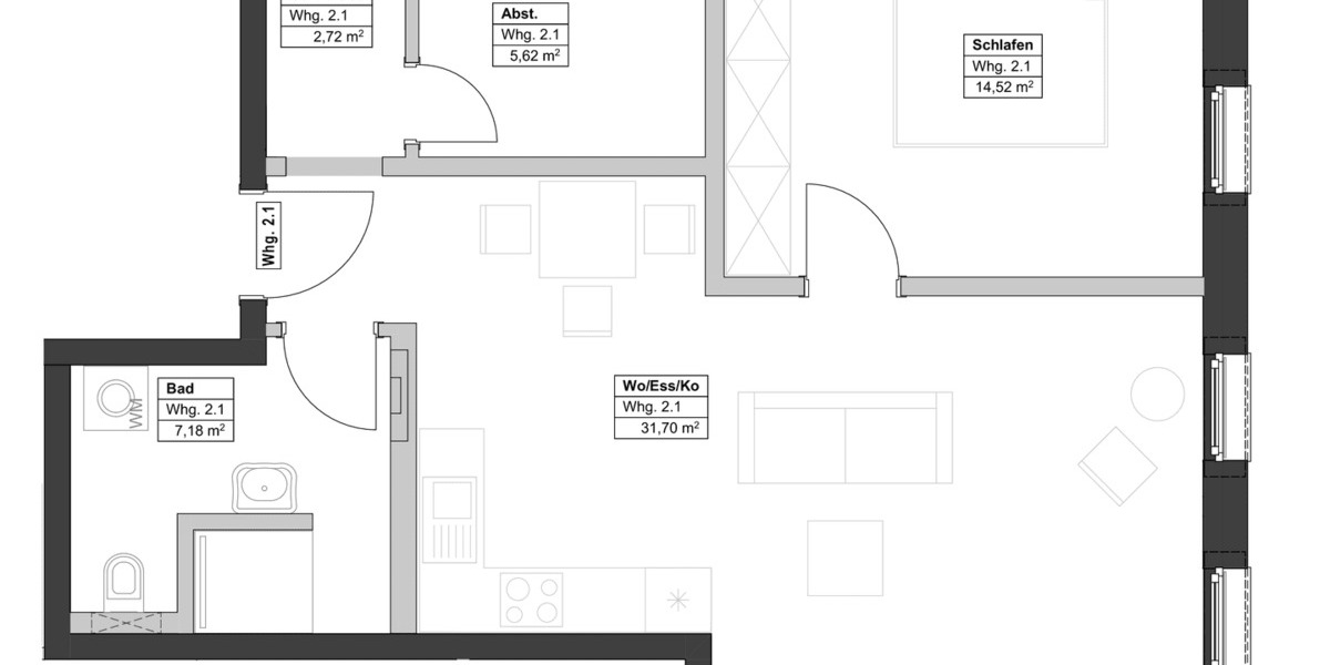 Etagenwohnung Gunzenhausen - 2 Zimmer, 61 m&sup2;, 835&euro; | Angebot:26673649