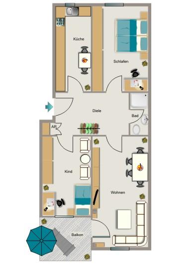 Etagenwohnung Kamp-Lintfort Lintfort - 3.5 Zimmer, 65 m&sup2;, 515&euro; | Angebot:26459027