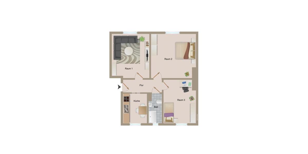 Etagenwohnung Magdeburg Diesdorf - 3 Zimmer, 67 m&sup2;, 571&euro; | Angebot:25568992