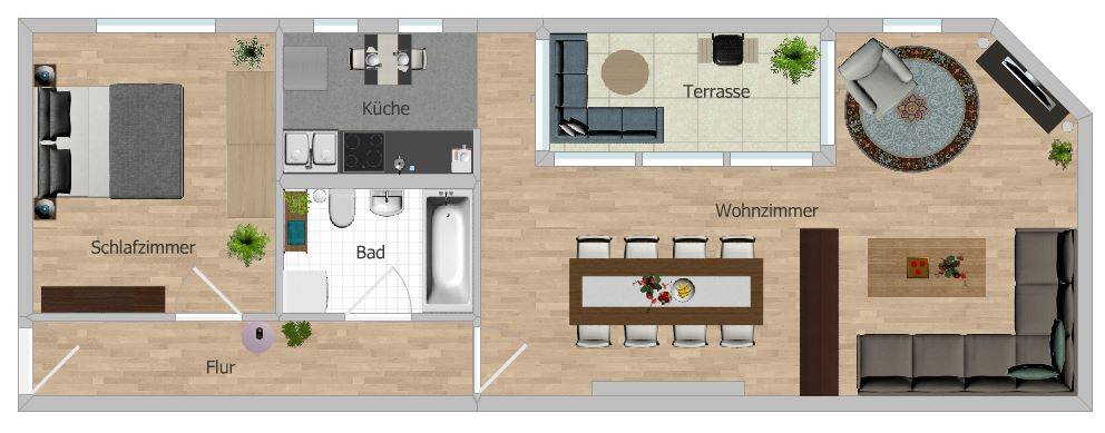 Terrassenwohnung Magdeburg Alte Neustadt - 2 Zimmer, 64 m&sup2;, 560&euro; | Angebot:26486551