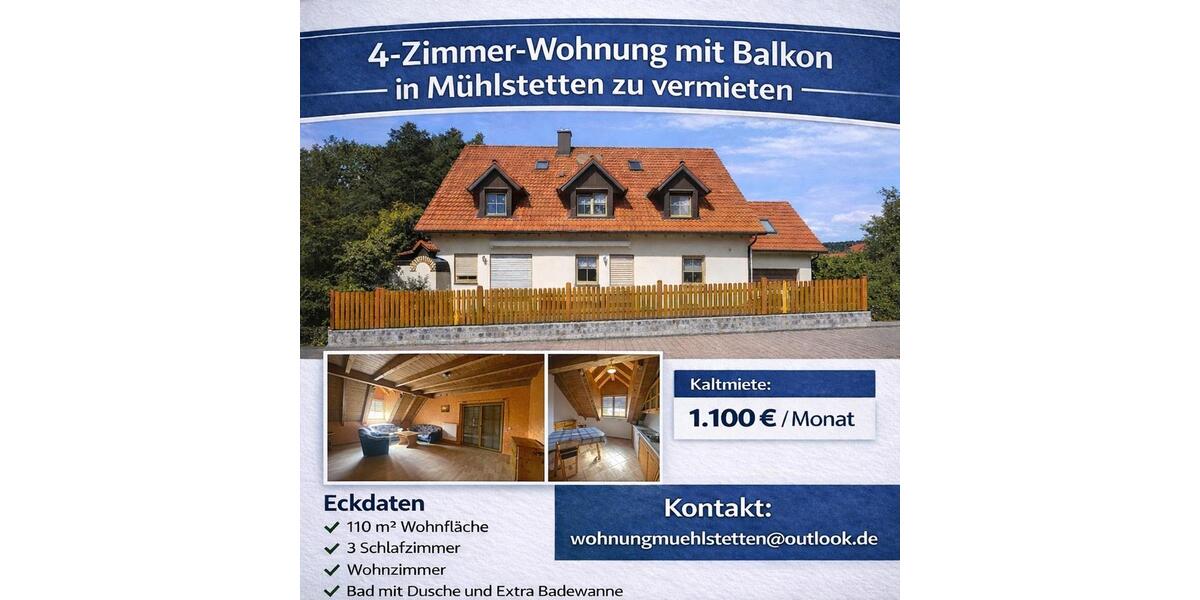 Etagenwohnung Röttenbach - 4 Zimmer, 110 m&sup2;, 1.100&euro; | Angebot:25512581
