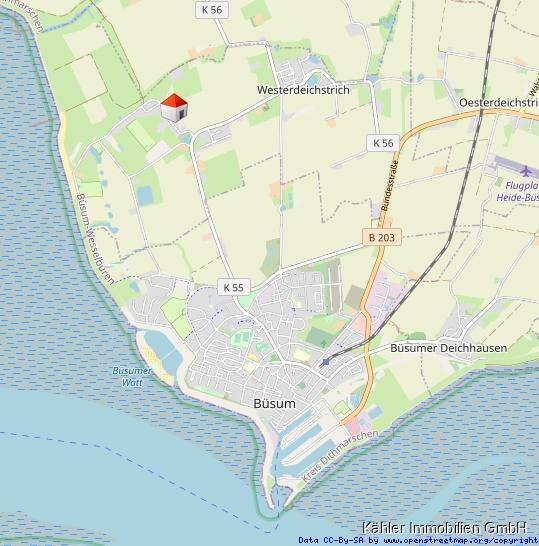 Dachgeschoßwohnung Büsum - 2 Zimmer, 46 m&sup2;, 550&euro; | Angebot:24709003