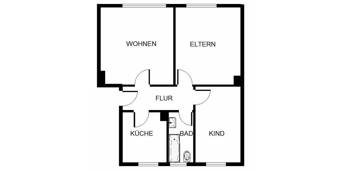 Etagenwohnung Bochum Bochum-Mitte - 3 Zimmer, 60 m&sup2;, 632&euro; | Angebot:25984784