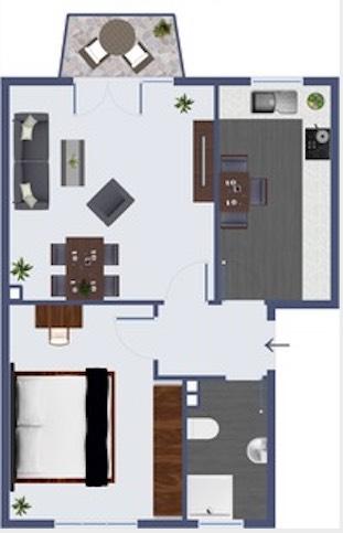 Wohnen auf Zeit Mannheim Almenhof - 1 Zimmer, 33 m&sup2;, 800&euro; | Angebot:26257799