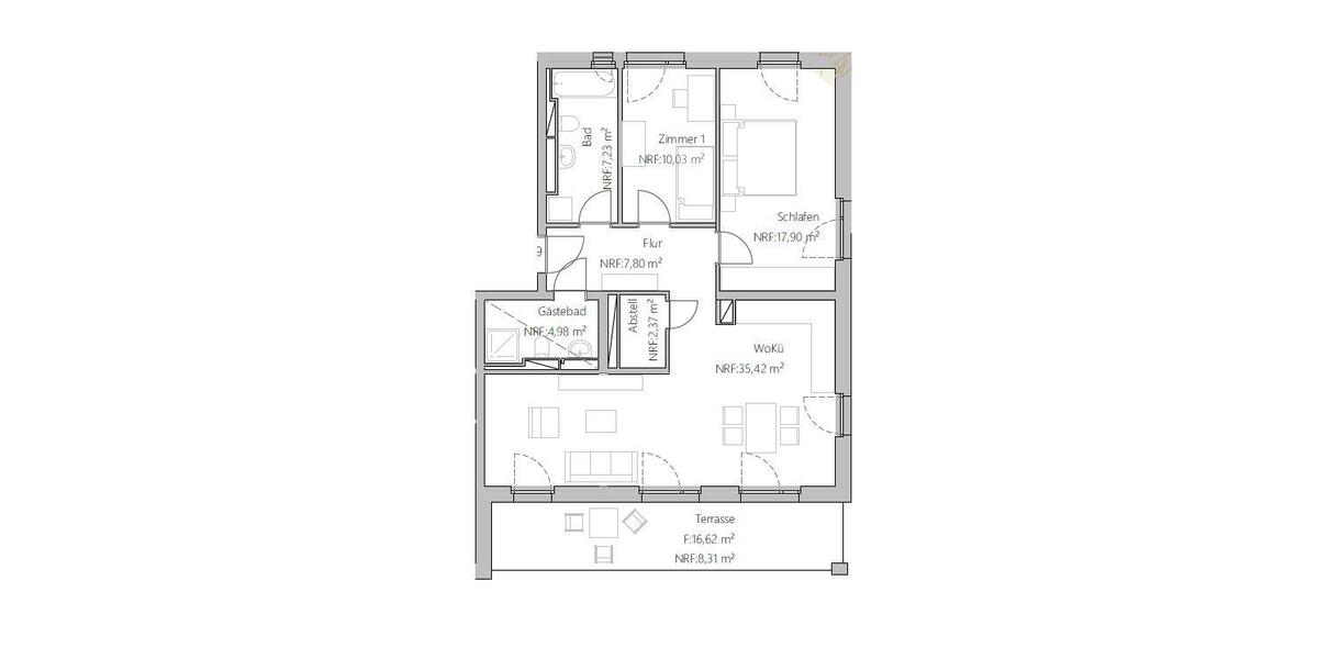 Erdgeschoßwohnung Waldbronn - 3 Zimmer, 94 m&sup2;, 1.407&euro; | Angebot:26482434