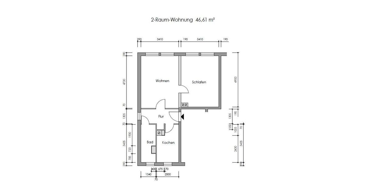 Etagenwohnung Suhl Aue 1 - 2 Zimmer, 46 m&sup2;, 312&euro; | Angebot:26629537