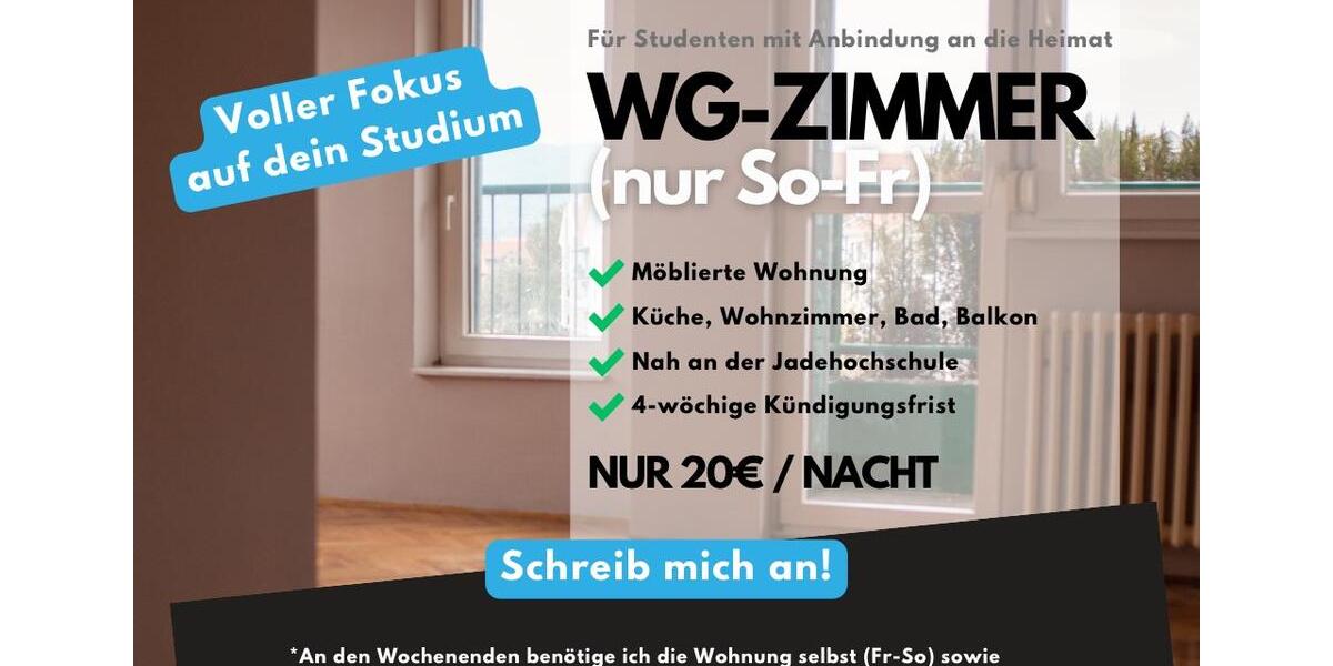 Wohnen auf Zeit Wilhelmshaven Aldenburg - 2 Zimmer, 50 m&sup2;, 20&euro; | Angebot:26419586