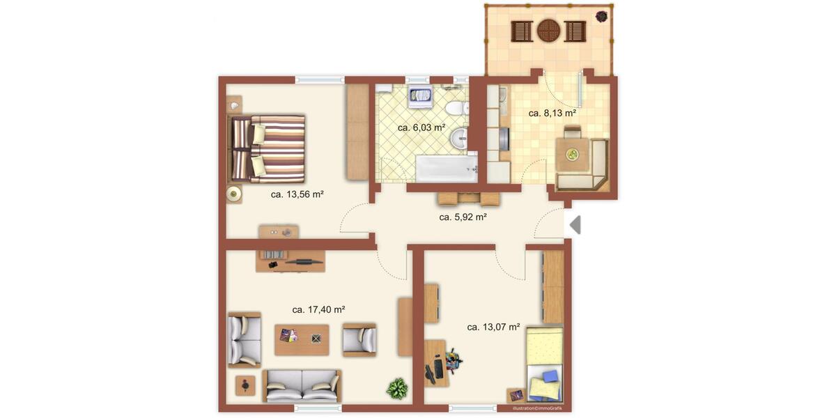 Etagenwohnung Bad Dürrenberg - 3 Zimmer, 66 m&sup2;, 500&euro; | Angebot:26001638