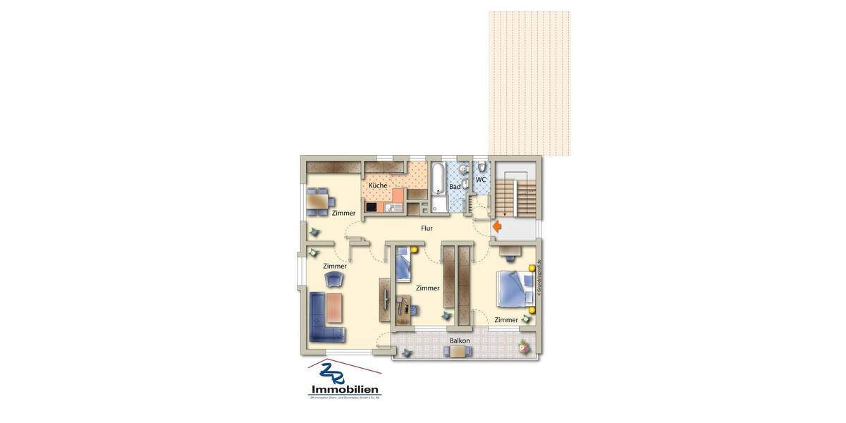 Etagenwohnung Schrobenhausen Steingriff - 3 Zimmer, 100 m&sup2;, 900&euro; | Angebot:26117483