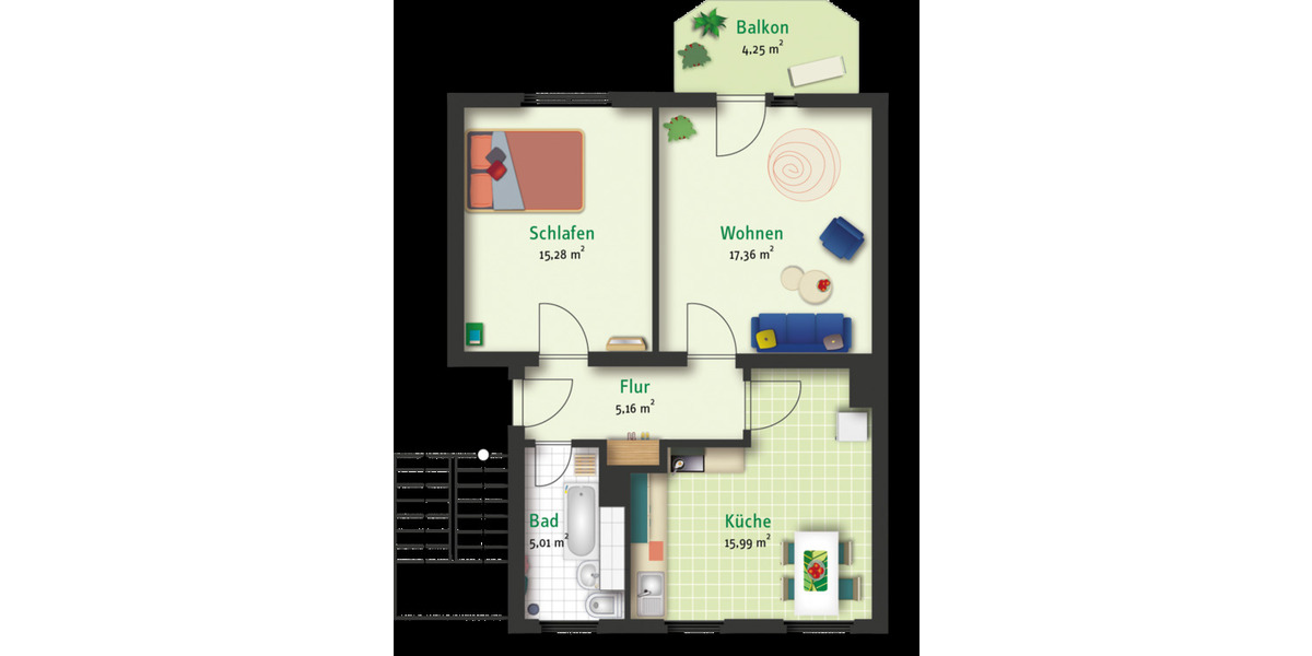 Etagenwohnung Merseburg - 3 Zimmer, 59 m&sup2;, 381&euro; | Angebot:26644727