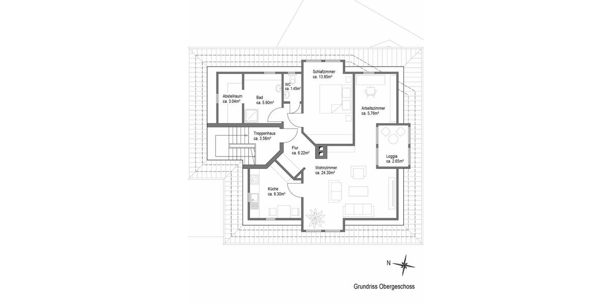 Dachgeschoßwohnung Oldenburg Kreyenbrück - 2.5 Zimmer, 73 m&sup2;, 1.100&euro; | Angebot:26704854