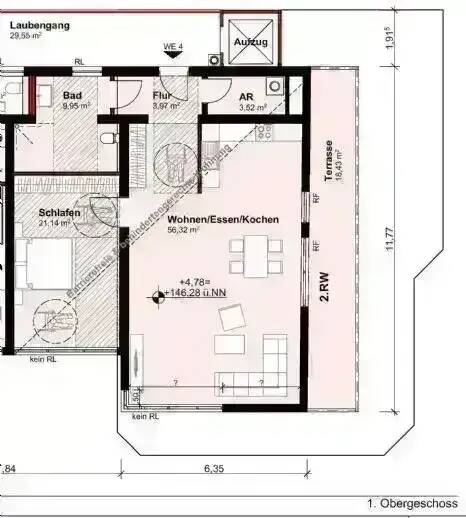 Etagenwohnung Trier Innenstadt - 2 Zimmer, 97 m&sup2;, 1.330&euro; | Angebot:26218013