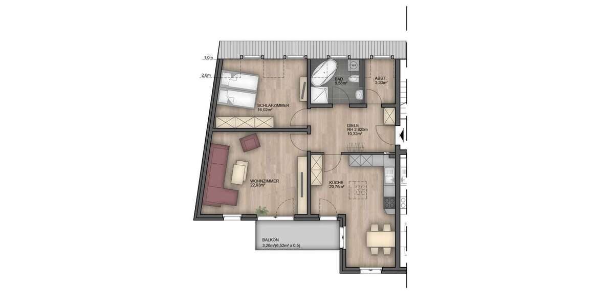 Etagenwohnung Anklam Mittelfeld - 2 Zimmer, 82 m&sup2;, 658&euro; | Angebot:26798469