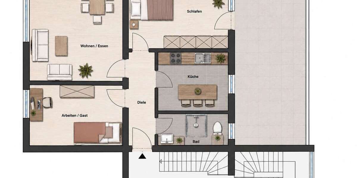 Etagenwohnung Essen Stadtbezirk VIII - 3 Zimmer, 84 m&sup2;, 1.058&euro; | Angebot:27055373