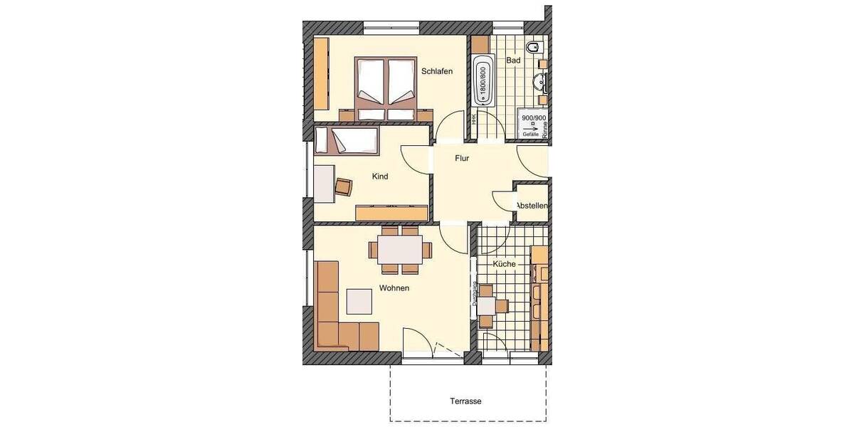 Terrassenwohnung Stralsund Andershof - 3 Zimmer, 82 m&sup2;, 1.148&euro; | Angebot:25769775