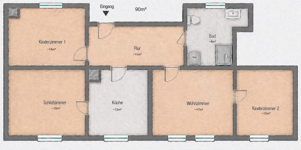 Erdgeschoßwohnung Bördeland - 4 Zimmer, 90 m&sup2;, 486&euro; | Angebot:26419941