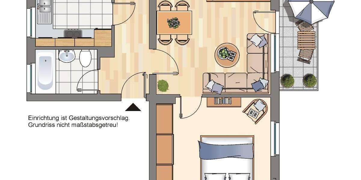 Etagenwohnung Recklinghausen Süd - 2 Zimmer, 44 m&sup2;, 399&euro; | Angebot:24872850