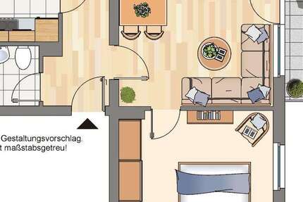 Wohnung Recklinghausen Süd - 2 Zimmer, 44 m&sup2;, 399&euro; | Angebot:24872850