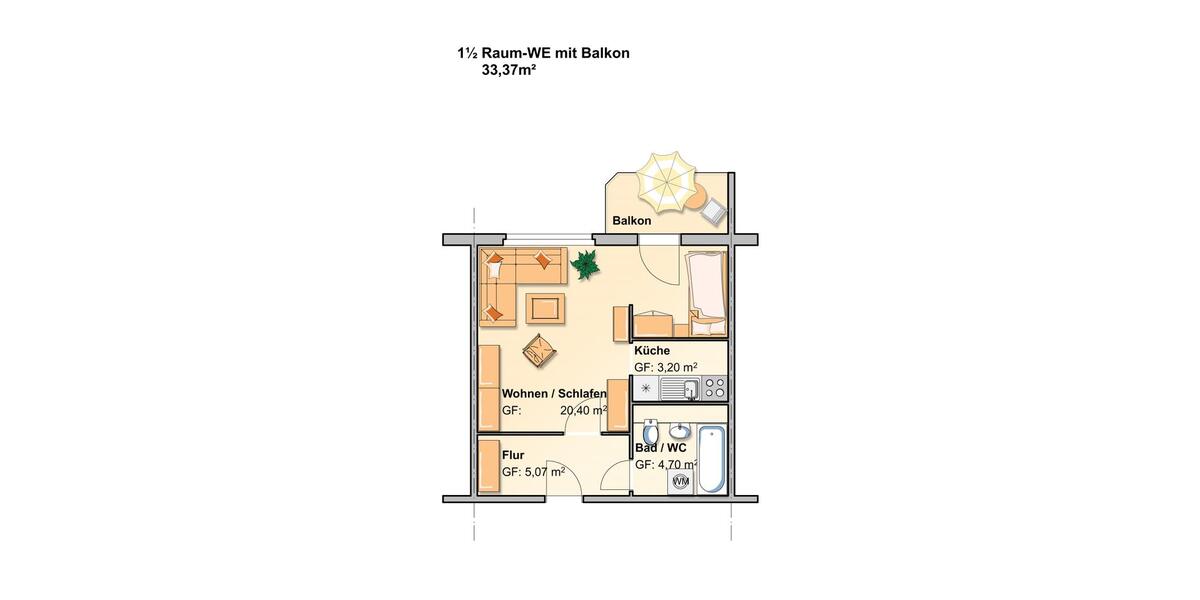 Etagenwohnung Werdau - 1 Zimmer, 33 m&sup2;, 200&euro; | Angebot:26006922