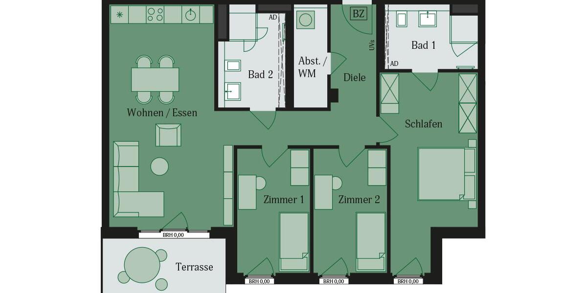 Erdgeschoßwohnung Mühlheim am Main - 4 Zimmer, 102 m&sup2;, 1.750&euro; | Angebot:24941273
