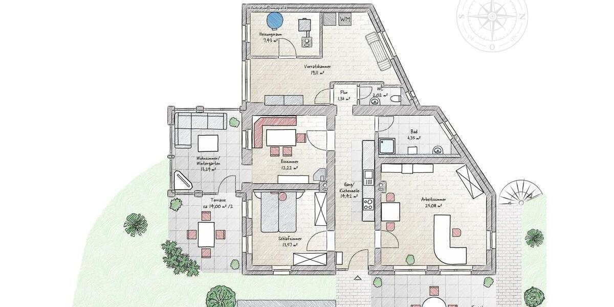 Erdgeschoßwohnung Aßling - 4 Zimmer, 104 m&sup2;, 1.800&euro; | Angebot:25572100