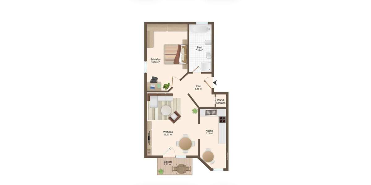 Etagenwohnung Chemnitz Reichenbrand - 2 Zimmer, 69 m&sup2;, 550&euro; | Angebot:26308874