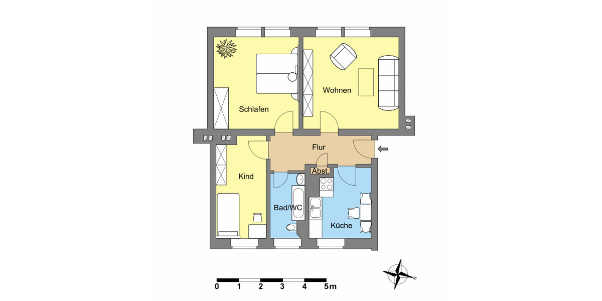 Etagenwohnung Dessau-Roßlau Roßlau - 3 Zimmer, 64 m&sup2;, 325&euro; | Angebot:26741632