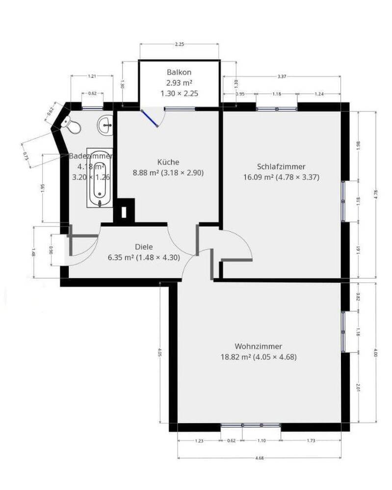 Gemütliche 2-Zimmer-Wohnung mit Balkon in zentraler Lage
