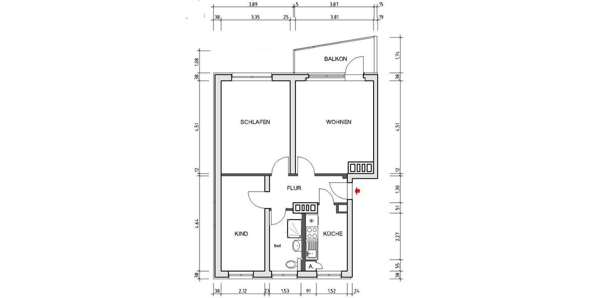 Erdgeschoßwohnung Chemnitz Helbersdorf - 3 Zimmer, 59 m&sup2;, 398&euro; | Angebot:26044738