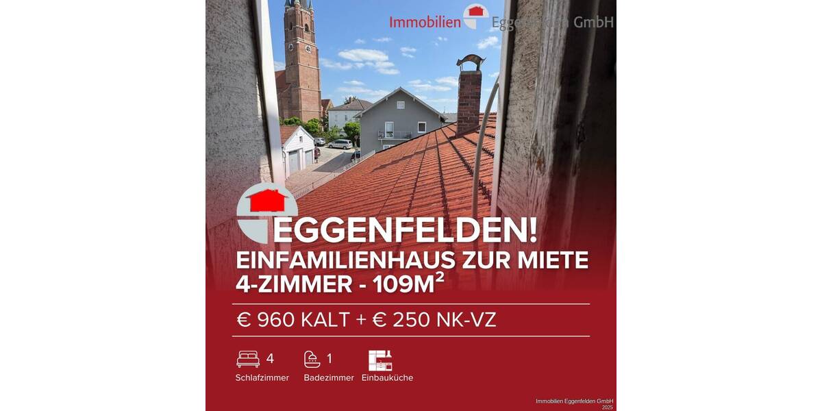 Einfamilienhaus Eggenfelden - 4 Zimmer, 109 m&sup2;, 960&euro; | Angebot:26139196