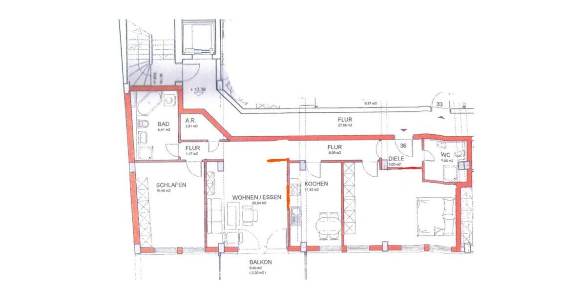 Etagenwohnung Nürnberg Gibitzenhof - 3 Zimmer, 102 m&sup2;, 1.300&euro; | Angebot:26582315