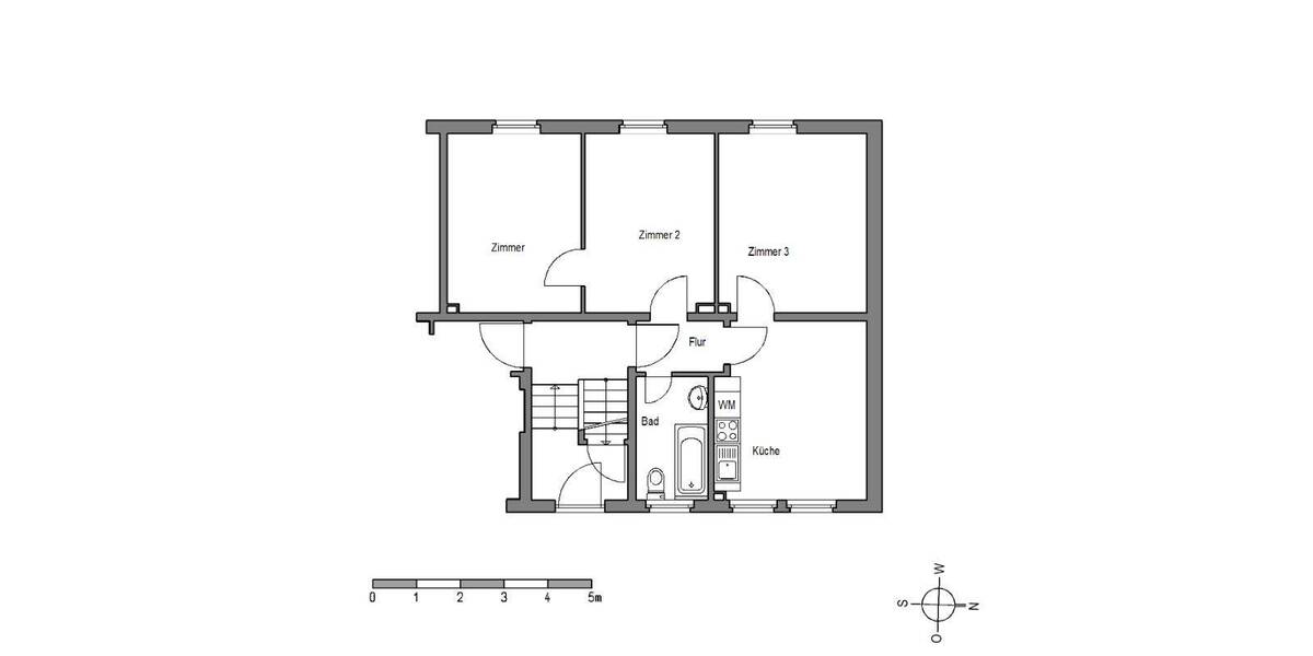 Etagenwohnung Bielefeld Innenstadt - 3 Zimmer, 57 m&sup2;, 376&euro; | Angebot:26659901