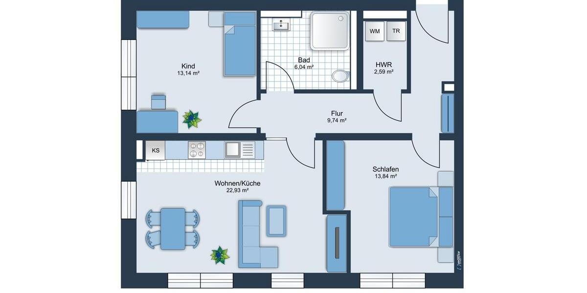 Etagenwohnung Aurich Egels und Wallinghausen - 3 Zimmer, 80 m&sup2;, 840&euro; | Angebot:20878273